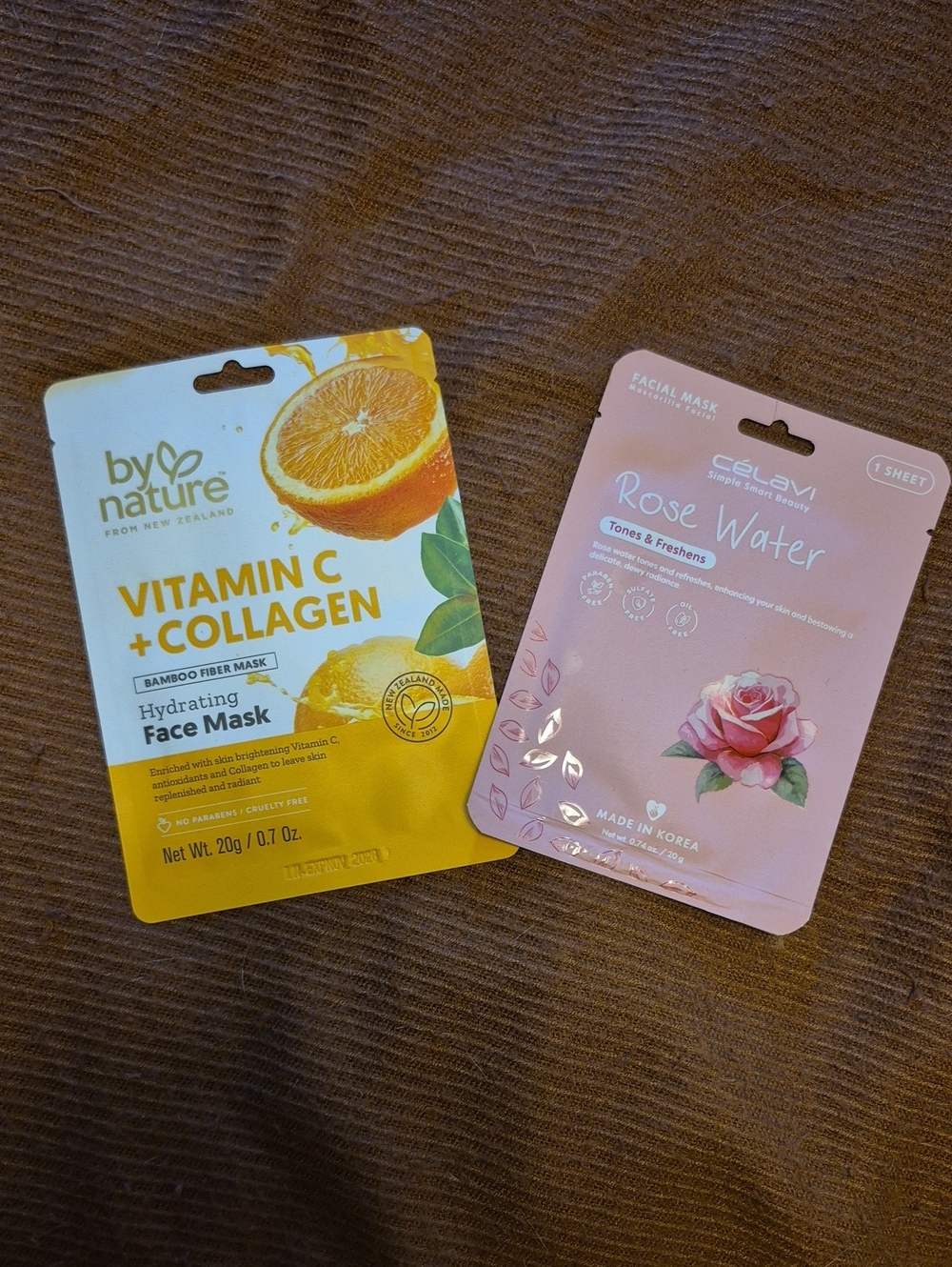 Vitamin C + Collagen Hydrating Face & Rose Water Masks.